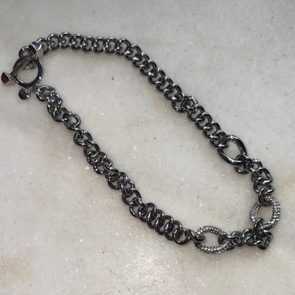 Juicy Couture Pave Link chunky chain necklace with a toggle closure